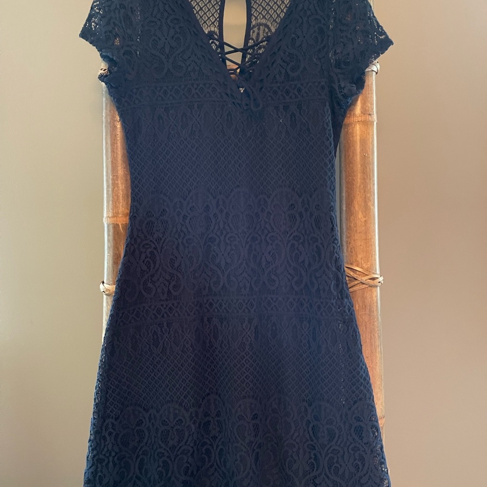 Hollister Blue Sheath Dress V-Neck Flutter Sleeves